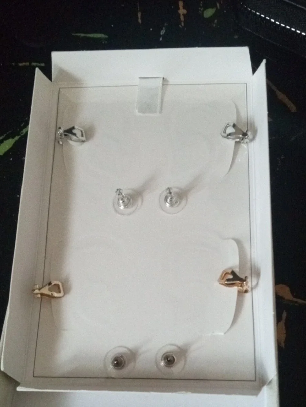 C&C California Crystal Leaf Ear Climber Earrings Set Silver and Gold Tone New - Picture 5 of 10
